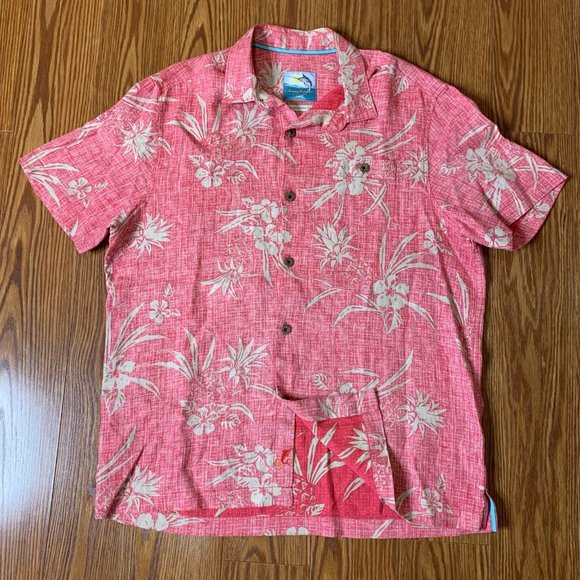 Tommy Bahama Men’s Medium 100% Linen Reverse Print Hawaiian Shirt - Picture 2 of 7